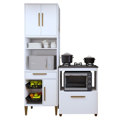 Cozinha Compacta João Pessoa 4 Portas 1 Gaveta Nature - Kaiki Móveis