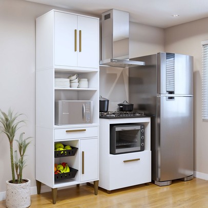 Cozinha Compacta João Pessoa 4 Portas 1 Gaveta Nature - Kaiki Móveis