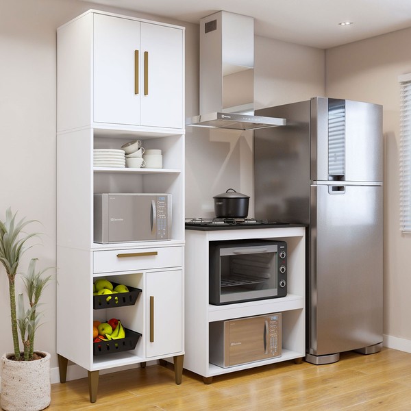 Cozinha Compacta Santo André 3 Portas 1 Gaveta Branco - Kaiki Móveis