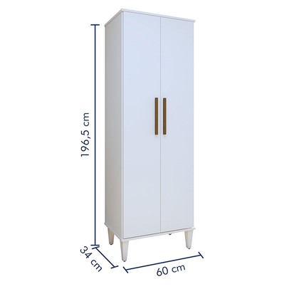 Armário Multiuso Aurora 2 Portas 5 Prateleiras Branco - Kaiki Móveis