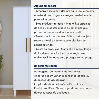 Armário Multiuso Aurora 2 Portas 5 Prateleiras Branco - Kaiki Móveis