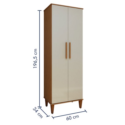Armário Multiuso Aurora 2 Portas 5 Prateleiras Natura/Off White - Kaiki Móveis
