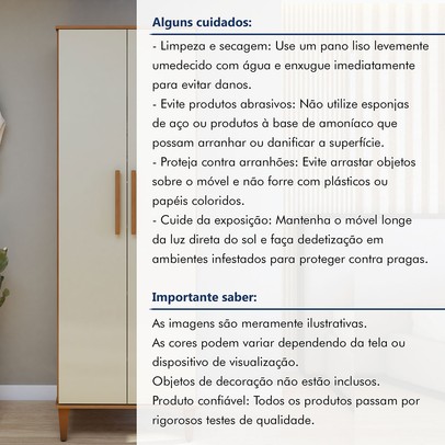Armário Multiuso Aurora 2 Portas 5 Prateleiras Natura/Off White - Kaiki Móveis