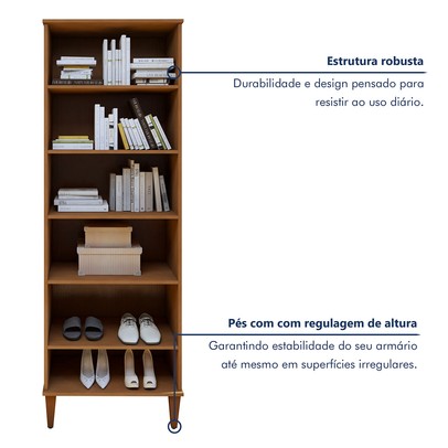 Armário Multiuso Aurora 2 Portas 5 Prateleiras Natura/Off White - Kaiki Móveis