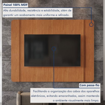 Painel para TV Até 65 Polegadas Ares 100% Mdf Naturalle - Mavaular
