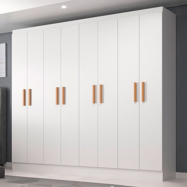 Guarda-Roupa Casal Paris 8 Portas Branco - Evidencia Móveis