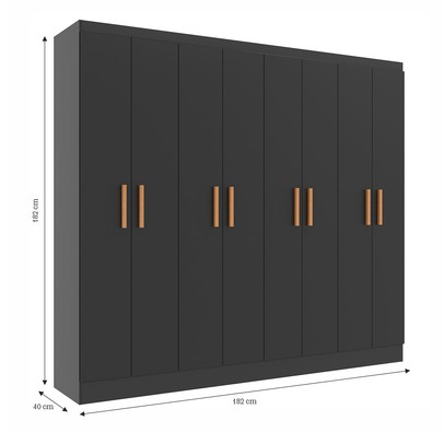 Guarda-Roupa Casal Paris 8 Portas Black - Evidencia Móveis