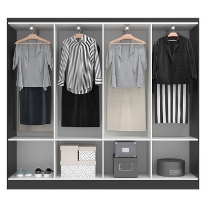 Guarda-Roupa Casal Paris 8 Portas Black - Evidencia Móveis