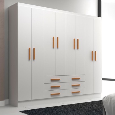 Guarda-Roupa Casal Paris 8 Portas 6 Gavetas Branco - Evidencia Móveis