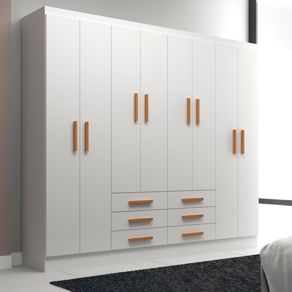 Guarda-Roupa Casal Paris 8 Portas 6 Gavetas Branco - Evidencia Móveis