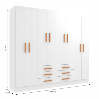 Guarda-Roupa Casal Paris 8 Portas 6 Gavetas Branco - Evidencia Móveis