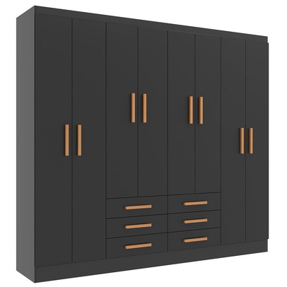 Guarda-Roupa Casal Paris 8 Portas 6 Gavetas Black - Evidencia Móveis