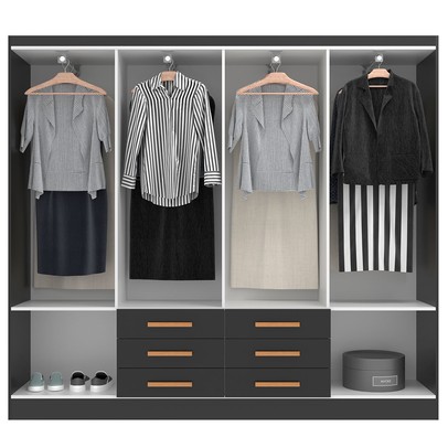 Guarda-Roupa Casal Paris 8 Portas 6 Gavetas Black - Evidencia Móveis