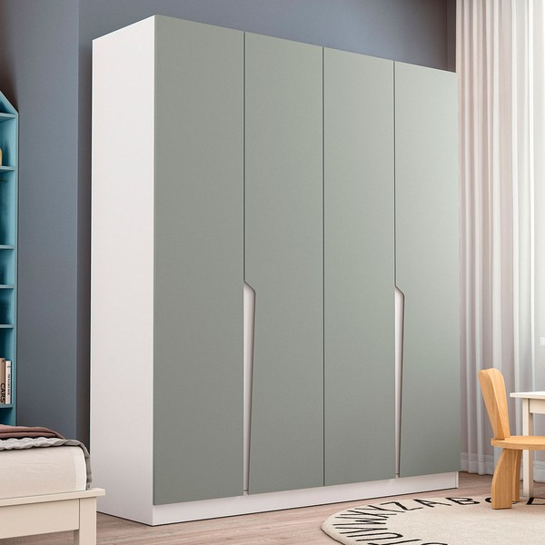 Guarda-Roupa Infantil Colorino 4 Portas 4 Gavetas Branco/Verde - Politorno