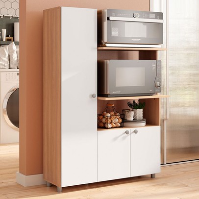 Armário de Cozinha âmbar 3 Portas 3 Prateleiras Freijó/Branco - Telasul