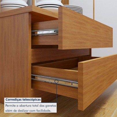 Sala de Estar Completa Lisboa Logan 4 Portas 2 Gavetas com Vidro 100% Mdf com Led Naturale - Mavaular