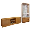 Sala de Estar Completa Lisboa Logan 4 Portas 2 Gavetas com Vidro 100% Mdf com Led Naturale - Mavaular