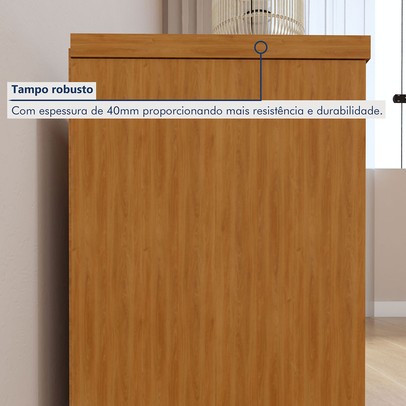 Sala de Estar Completa Lisboa Logan 4 Portas 2 Gavetas com Vidro 100% Mdf com Led Naturale - Mavaular