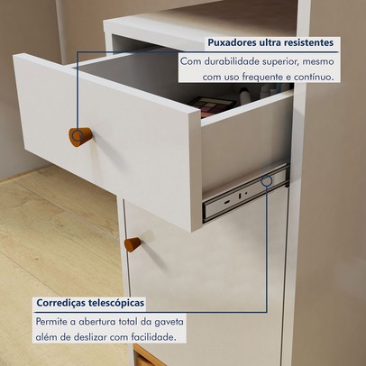 Sala de Estar Completa Madrid 1 Porta 1 Gaveta 100% Mdf Off White/Naturale - Mavaular