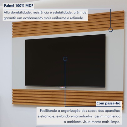 Sala de Estar Completa Madrid 1 Porta 1 Gaveta 100% Mdf Off White/Naturale - Mavaular