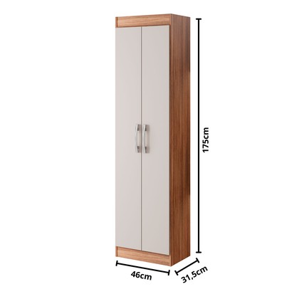 Armário Multiuso Assis 2 Portas Multiuso 4 Prateleiras  Castanho/Off White - Pnr Móveis