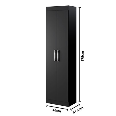 Armário Multiuso Assis 2 Portas Multiuso 4 Prateleiras Preto - Pnr Móveis