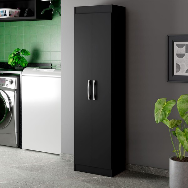 Armário Multiuso Assis 2 Portas Multiuso 4 Prateleiras Preto - Pnr Móveis