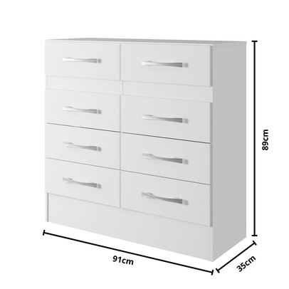Cômoda Naara 8 Gavetas Branco  - Pnr Móveis