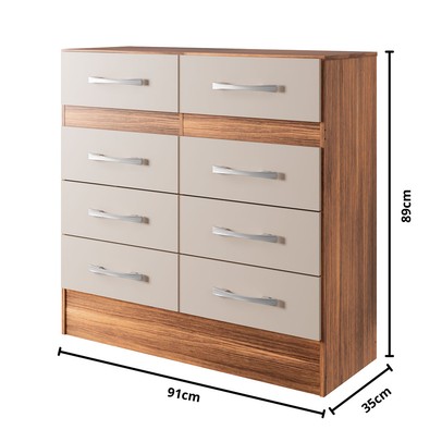 Cômoda Naara 8 Gavetas Castanho/Off White - Pnr Móveis
