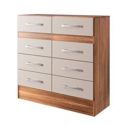 Cômoda Naara 8 Gavetas Castanho/Off White - Pnr Móveis