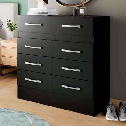 Cômoda Naara 8 Gavetas Preto - Pnr Móveis