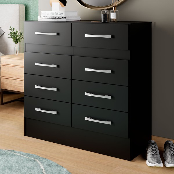 Cômoda Naara 8 Gavetas Preto - Pnr Móveis