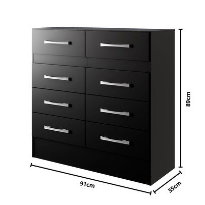 Cômoda Naara 8 Gavetas Preto - Pnr Móveis