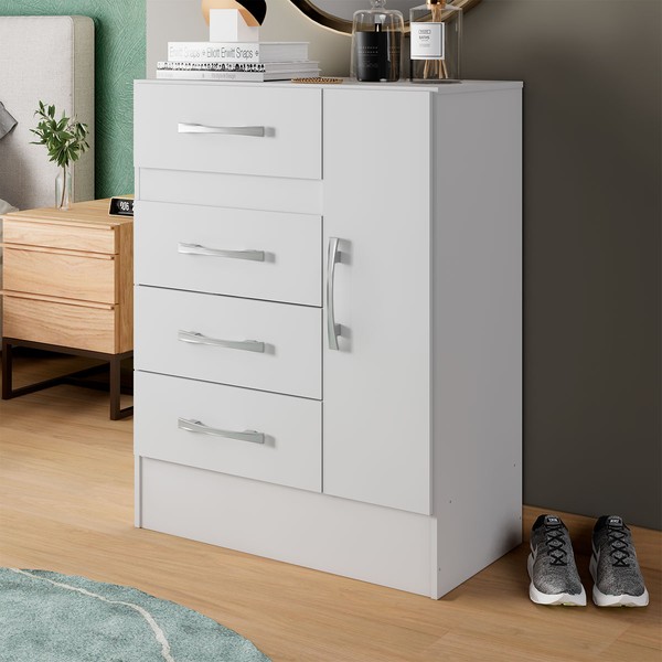 Sapateira Martini 1 Porta 4 Gavetas Branco - Pnr Móveis