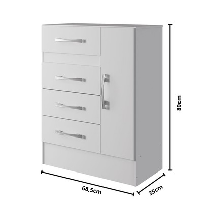 Sapateira Martini 1 Porta 4 Gavetas Branco - Pnr Móveis