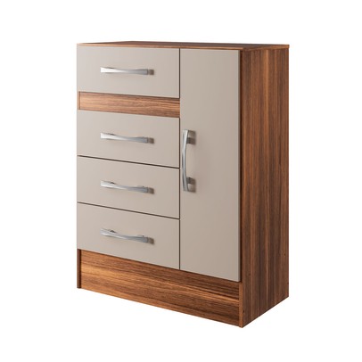 Sapateira Martini 1 Porta 4 Gavetas Castanho/Off White - Pnr Móveis