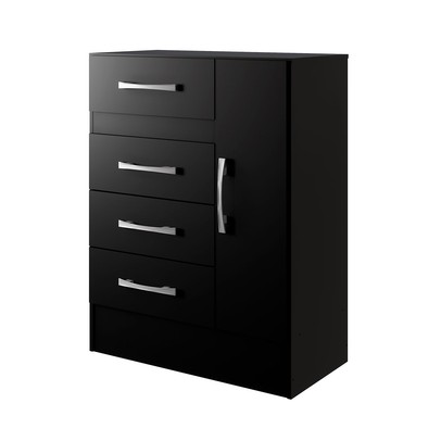 Sapateira Martini 1 Porta 4 Gavetas Preto - Pnr Móveis