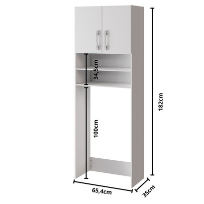Armário Multuso Brescia para Maquina de Lavar 2 Portas Branco - Pnr Móveis