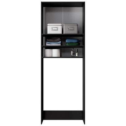 Armário Multuso Brescia para Maquina de Lavar 2 Portas Preto - Pnr Móveis