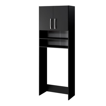 Armário Multuso Brescia para Maquina de Lavar 2 Portas Preto - Pnr Móveis