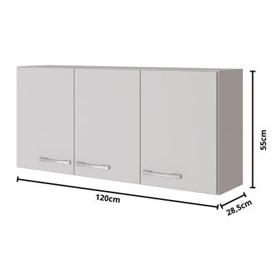 Armário Aéreo Cozinha Genebra 3 Portas Branco - Pnr Móveis