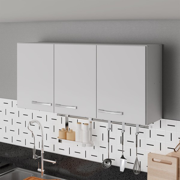 Armário Aéreo Cozinha Genebra 3 Portas Branco - Pnr Móveis