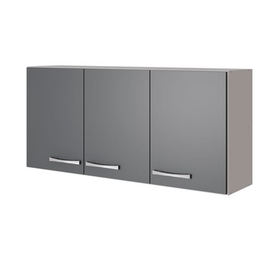 Armário Aéreo Cozinha Genebra 3 Portas Branco/Cinza - Pnr Móveis