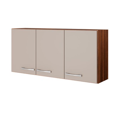 Armário Aéreo Cozinha Genebra 3 Portas Castanho/Off White - Pnr Móveis