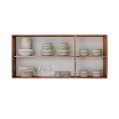 Armário Aéreo Cozinha Genebra 3 Portas Castanho/Cinza - Pnr Móveis