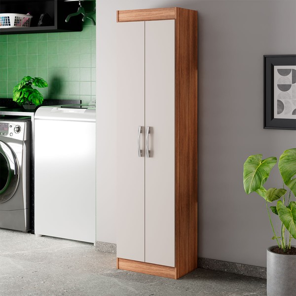 Armário Multiuso Astori 2 Portas Multiuso Castanho/Off White - Pnr Móveis
