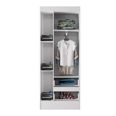 Guarda-Roupa Solteiro Sartori 3 Portas 2 Gavetas  Branco - Pnr Móveis