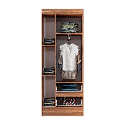 Guarda-Roupa Solteiro Sartori 3 Portas 2 Gavetas  Castanho/Off White - Pnr Móveis