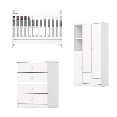 Quarto de Bebê Completo Hope 2 Portas 6 Gavetas Branco - Pnr Móveis