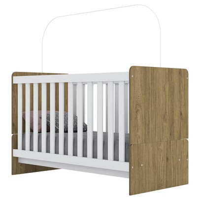 Quarto de Bebê Completo Hope 2 Portas 2 Gavetas Rústico/Branco - Pnr Móveis